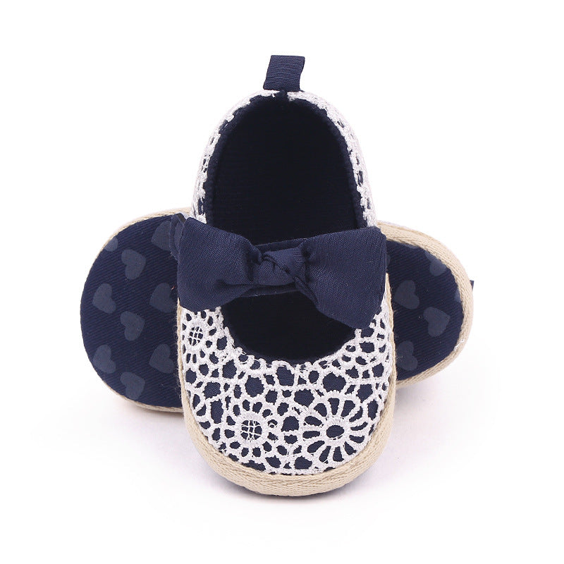 BOW NET APPLIQUE BOOTIES - NAVY BLUE