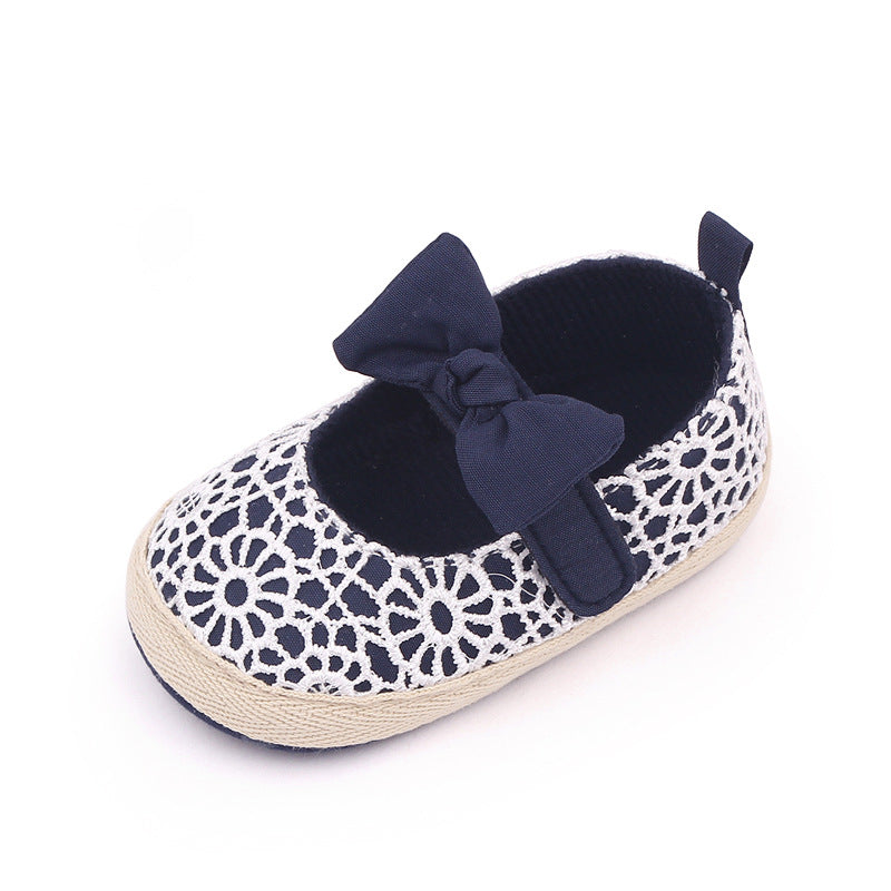 BOW NET APPLIQUE BOOTIES - NAVY BLUE