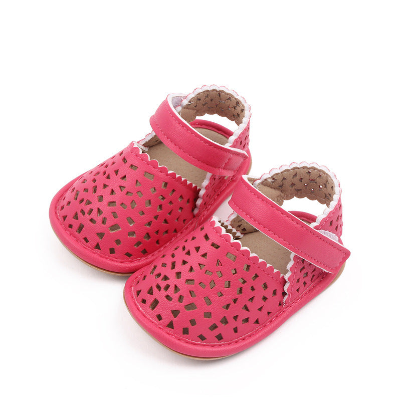 HOLLOW DESIGN SANDAL STYLE BOOTIES - DARK PINK
