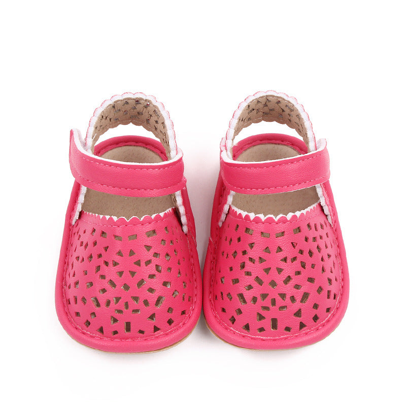 HOLLOW DESIGN SANDAL STYLE BOOTIES - DARK PINK