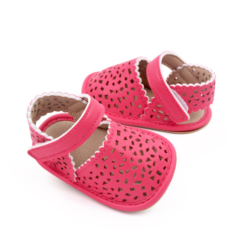 HOLLOW DESIGN SANDAL STYLE BOOTIES - DARK PINK