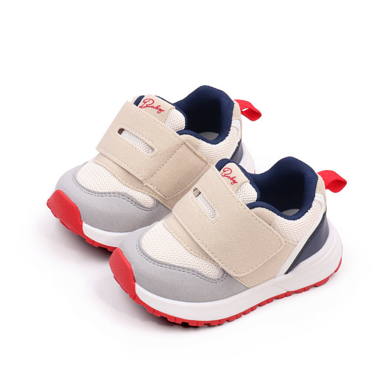 DUAL COLOR PREWALKERS SHOES - BEIGE & RED