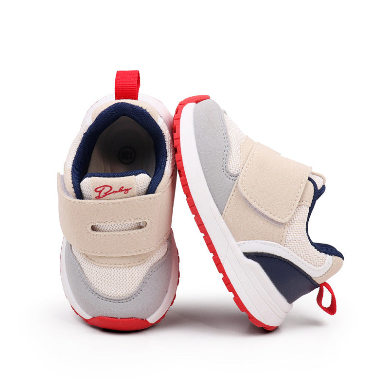 DUAL COLOR PREWALKERS SHOES - BEIGE & RED