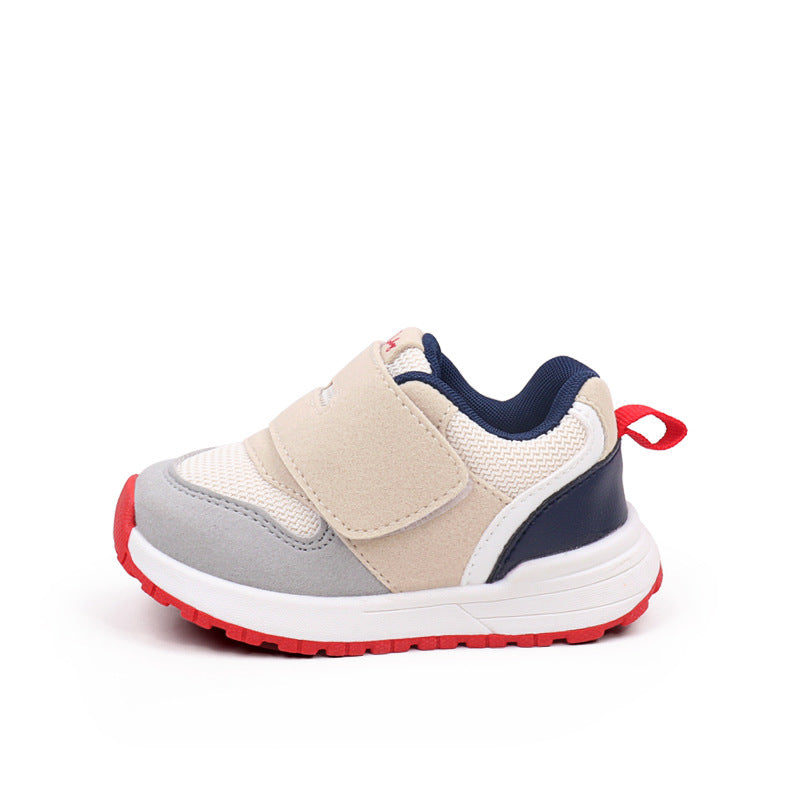 DUAL COLOR PREWALKERS SHOES - BEIGE & RED