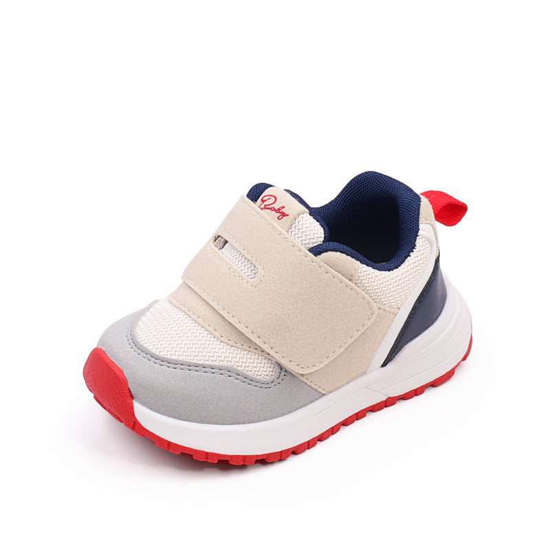 DUAL COLOR PREWALKERS SHOES - BEIGE & RED