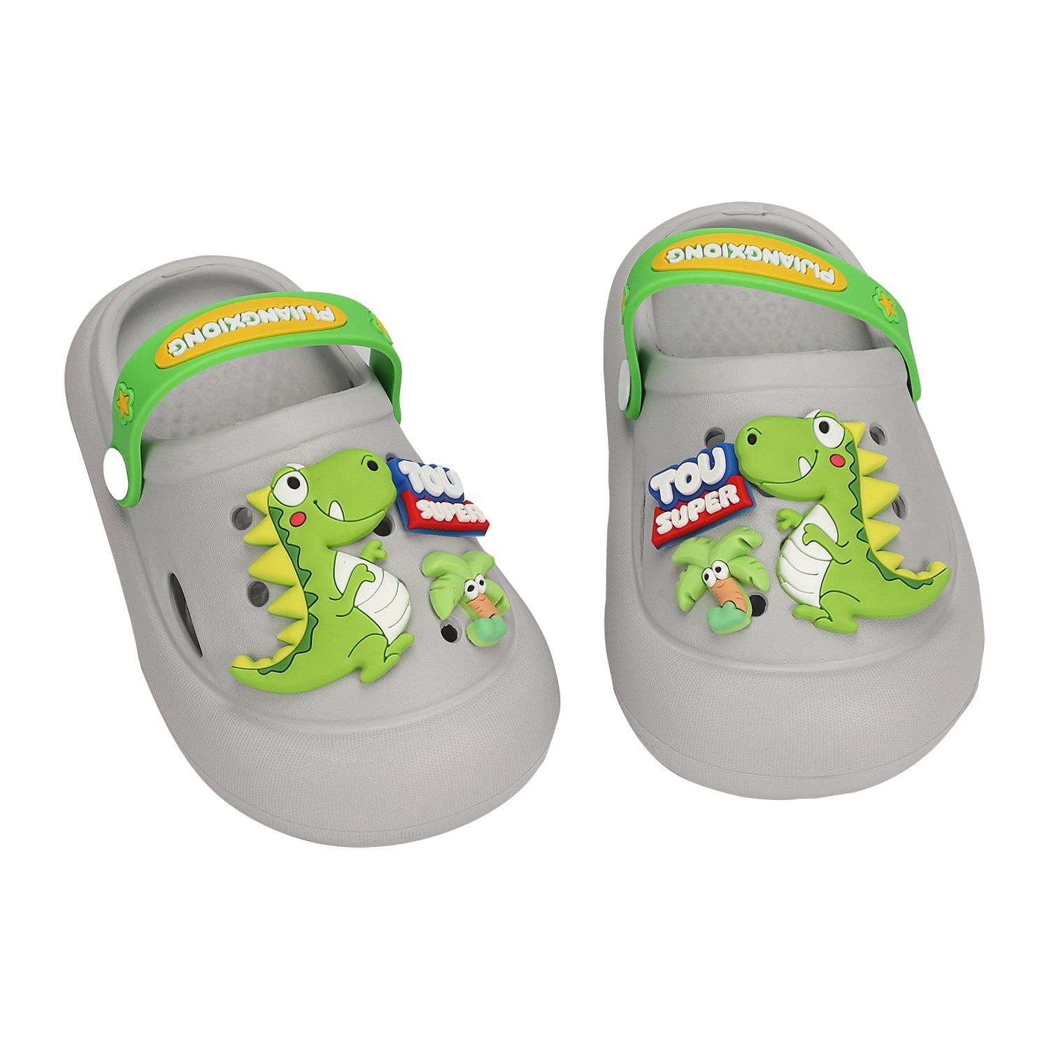 Dinosaur Apllique Back Strap Closure Clogs - Green