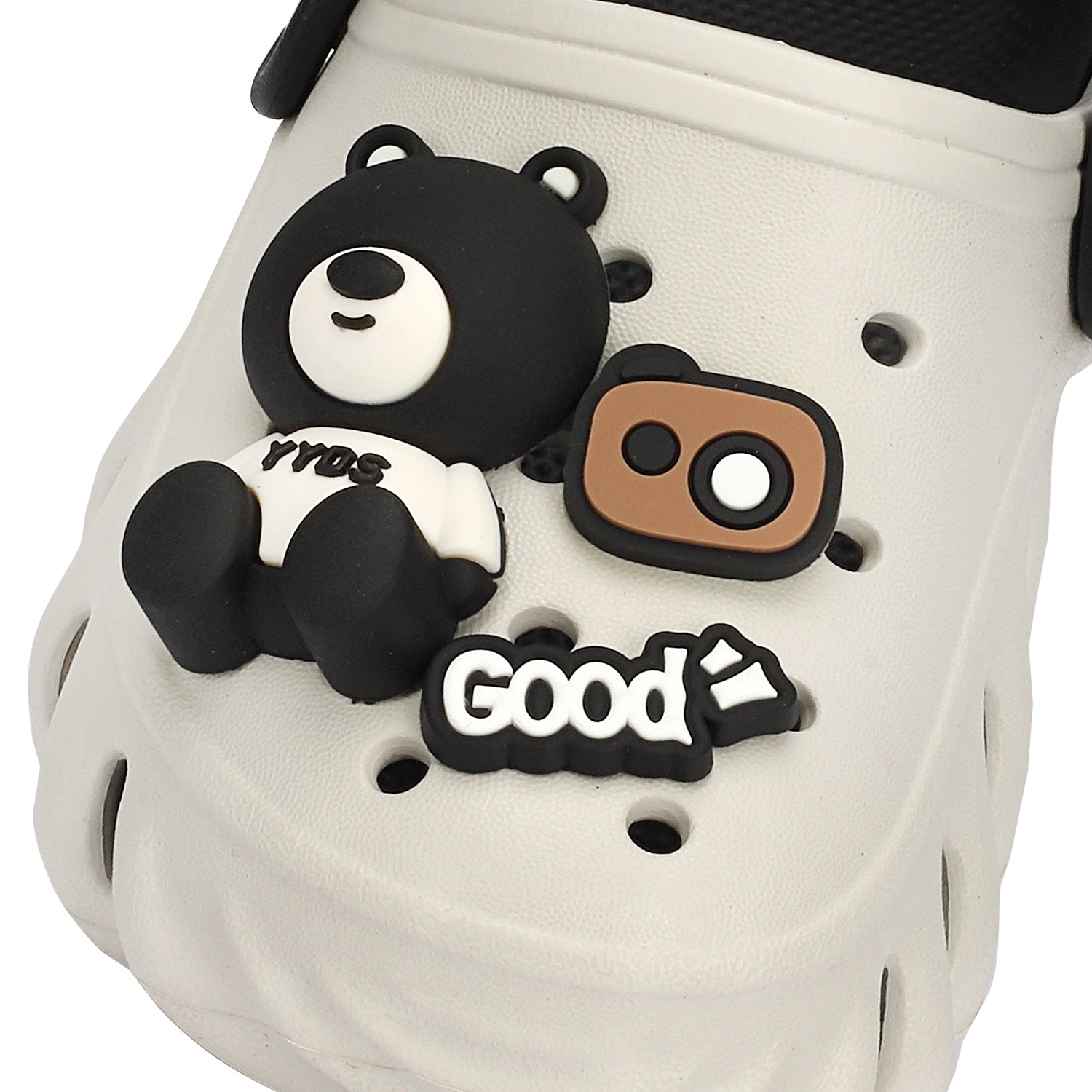 TEDDY APPLIQUE CLOGS - BLACK