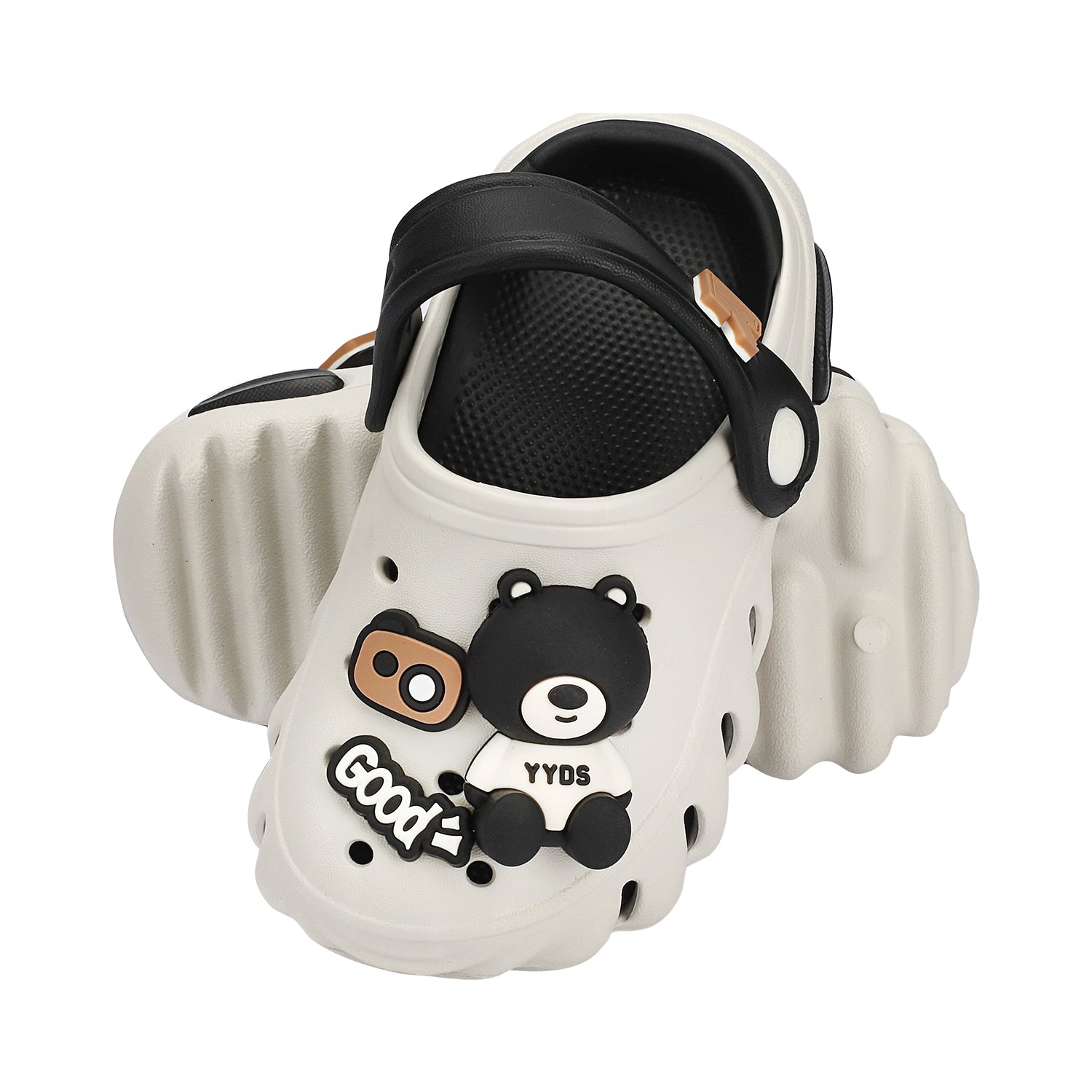 TEDDY APPLIQUE CLOGS - BLACK