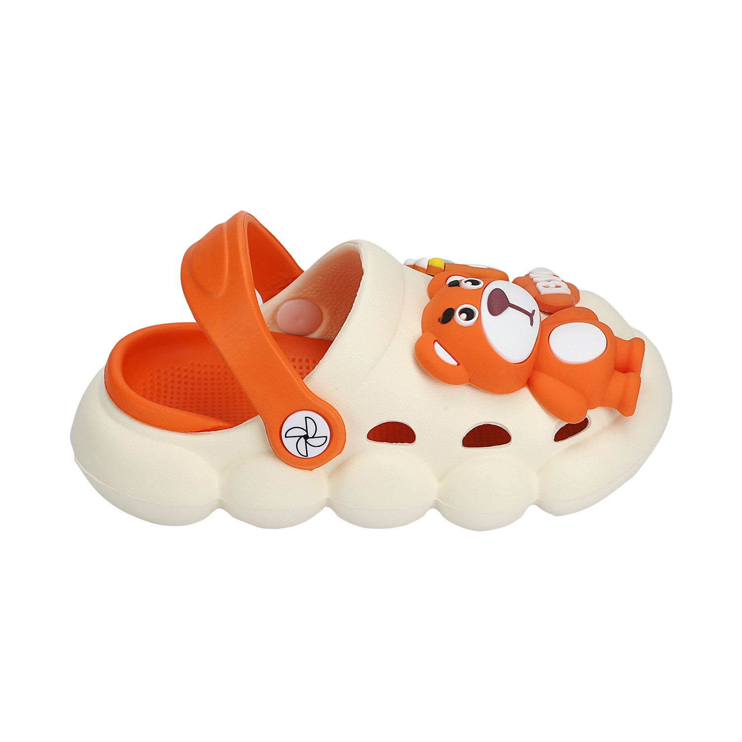 BEAR CARTOON APPLIQUE DETAILED CLOGS - ORANGE