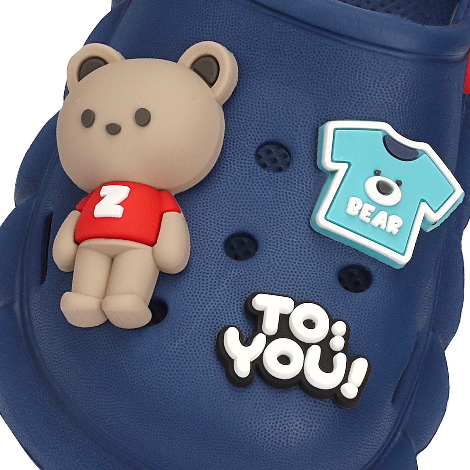 BEAR & BABY T-SHIRT APPLIQUE CLOGS - BLUE