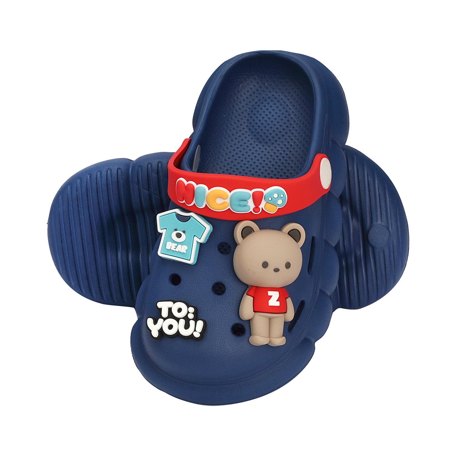 BEAR & BABY T-SHIRT APPLIQUE CLOGS - BLUE