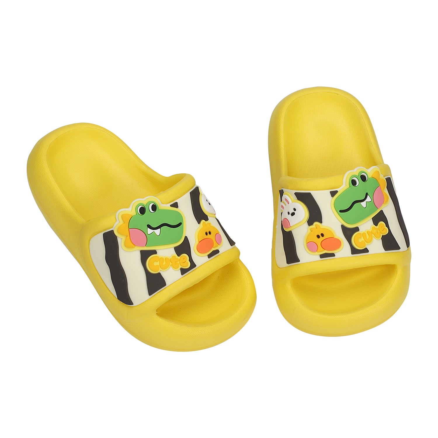 DINO & CARTOON DETAILED APPLIQUE SLIDERS - YELLOW