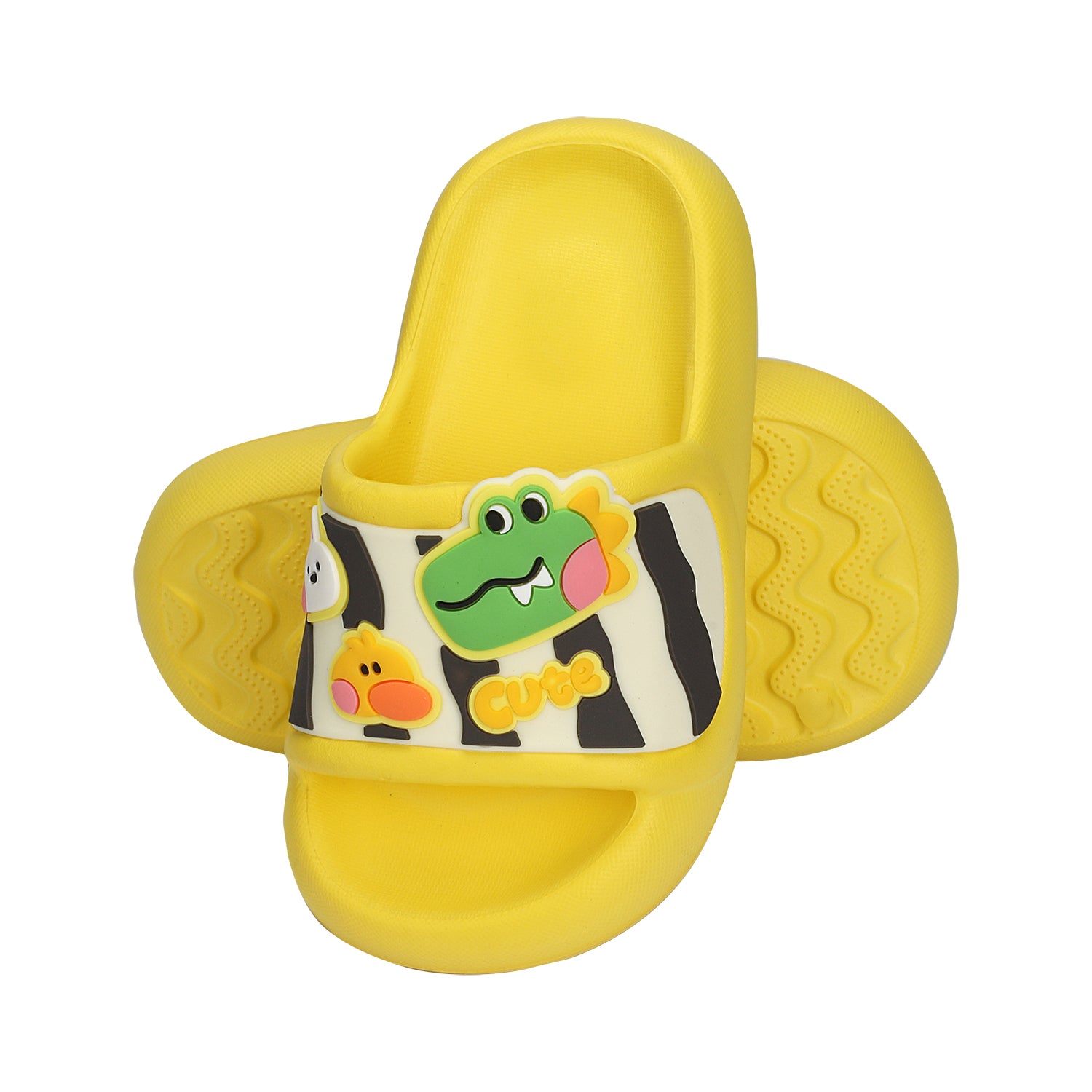 DINO & CARTOON DETAILED APPLIQUE SLIDERS - YELLOW
