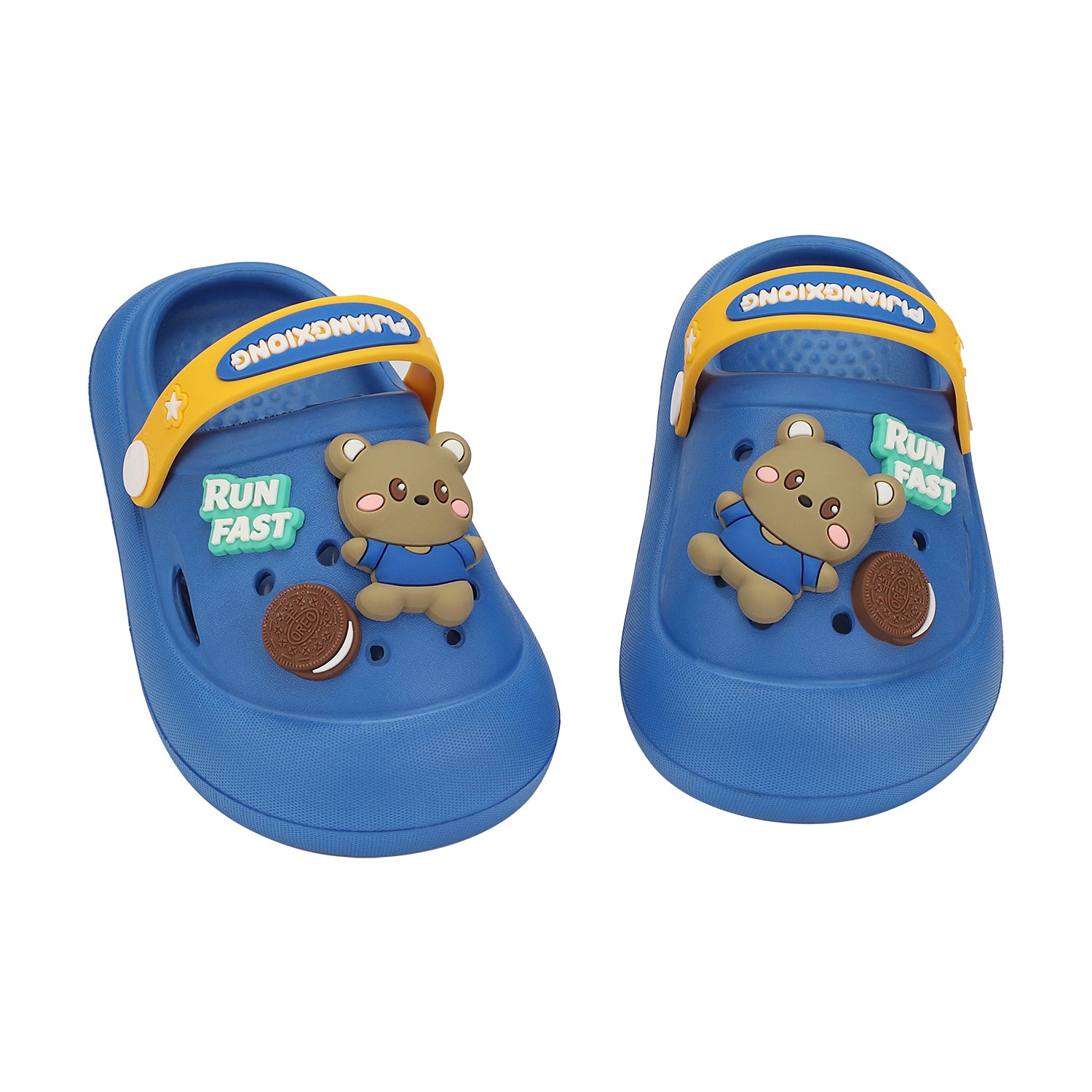 BEAR & COOKIE APPLIQUE CLOGS - BLUE