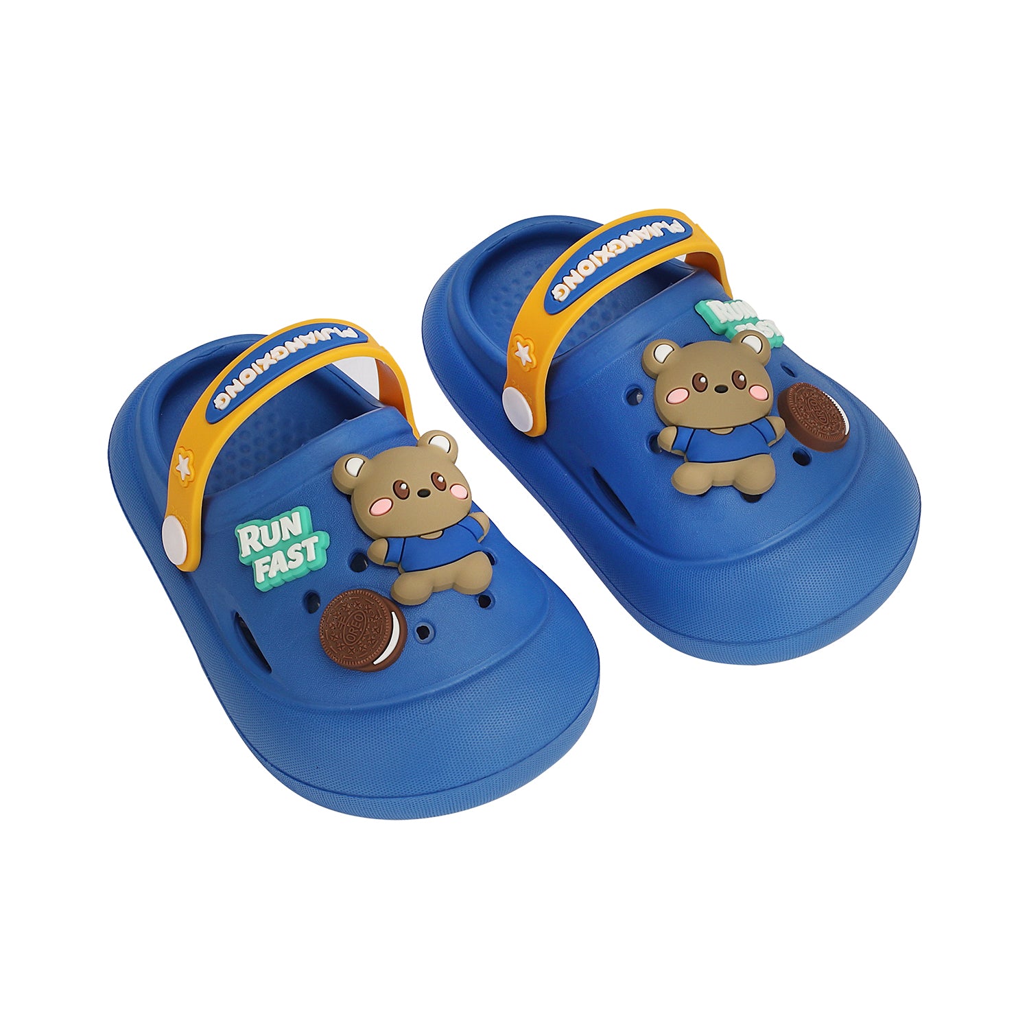 BEAR & COOKIE APPLIQUE CLOGS - BLUE