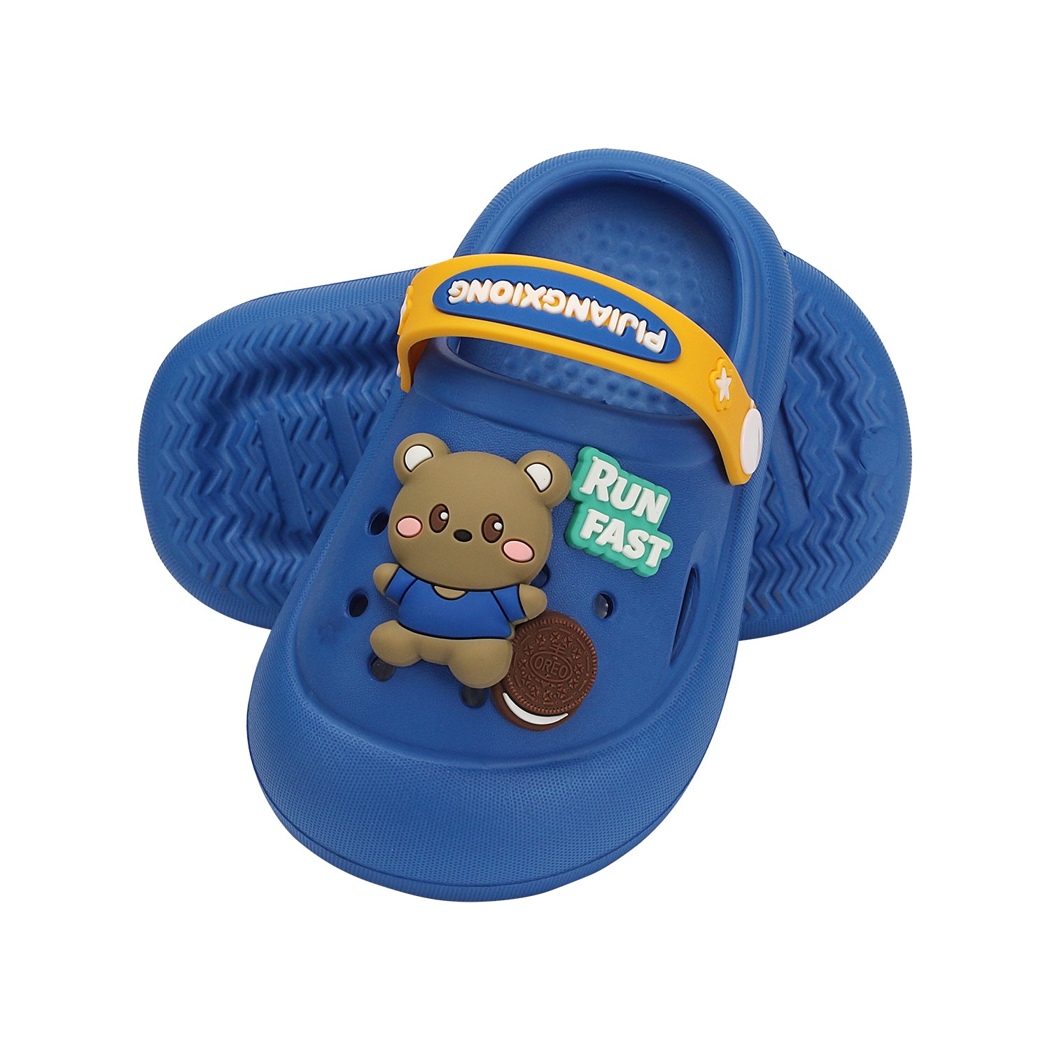 BEAR & COOKIE APPLIQUE CLOGS - BLUE