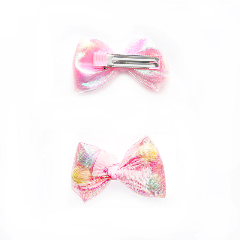BOW WITH POM POM HAIR PINS