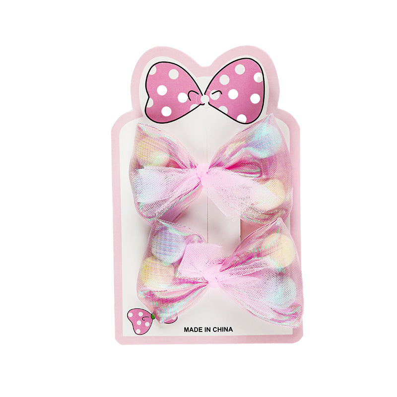 BOW WITH POM POM HAIR PINS
