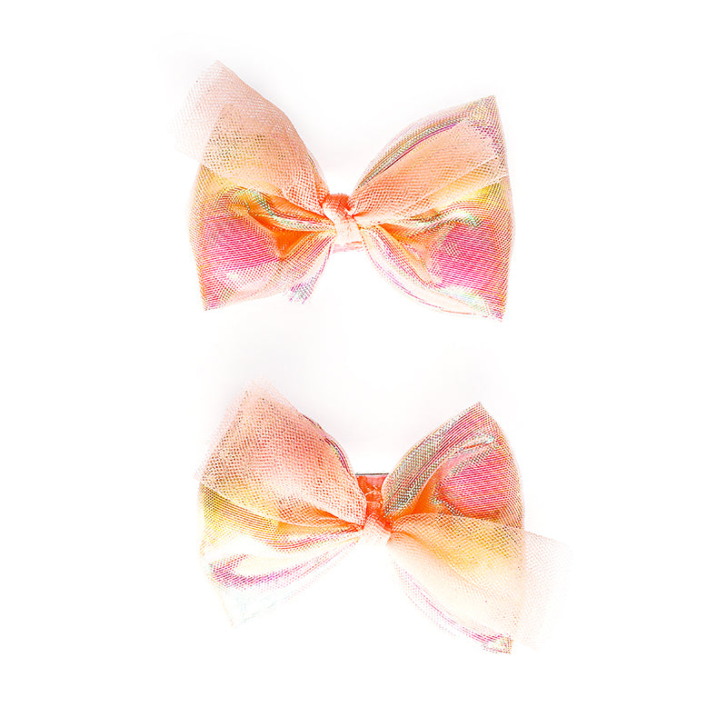 BOW WITH POM POM HAIR PINS