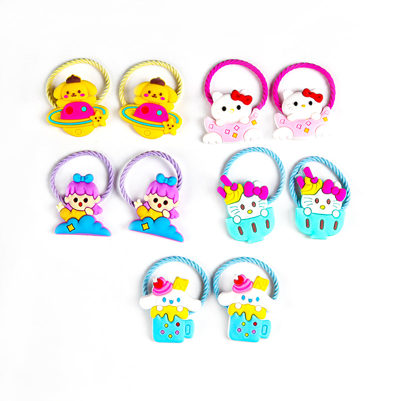 KITTY APPLIQUE HAIR TIES