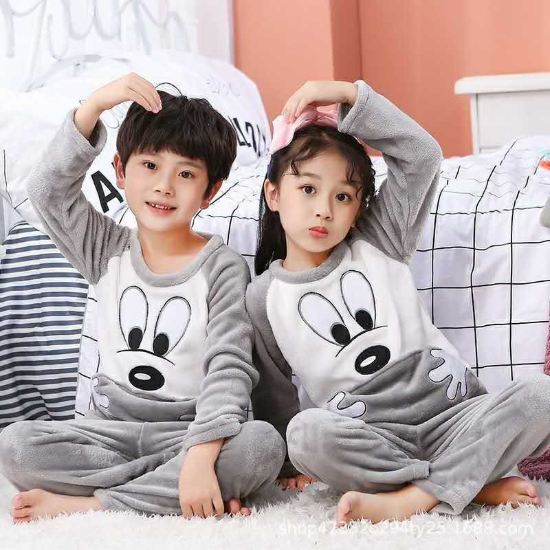 MICKEY FULL SLEEVES POCKET NIGHT FUR SUIT - GREY
