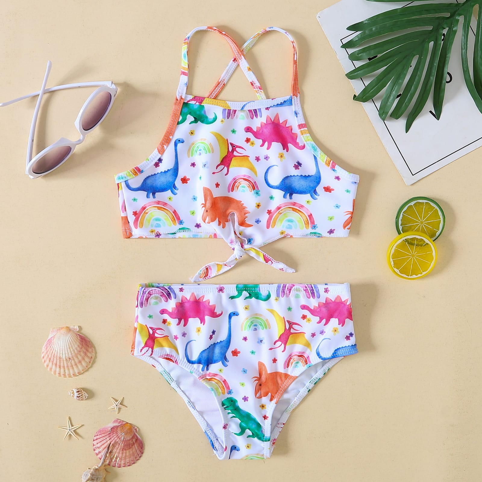 DINO KNOT SWIMSUIT 2PC - WHITE