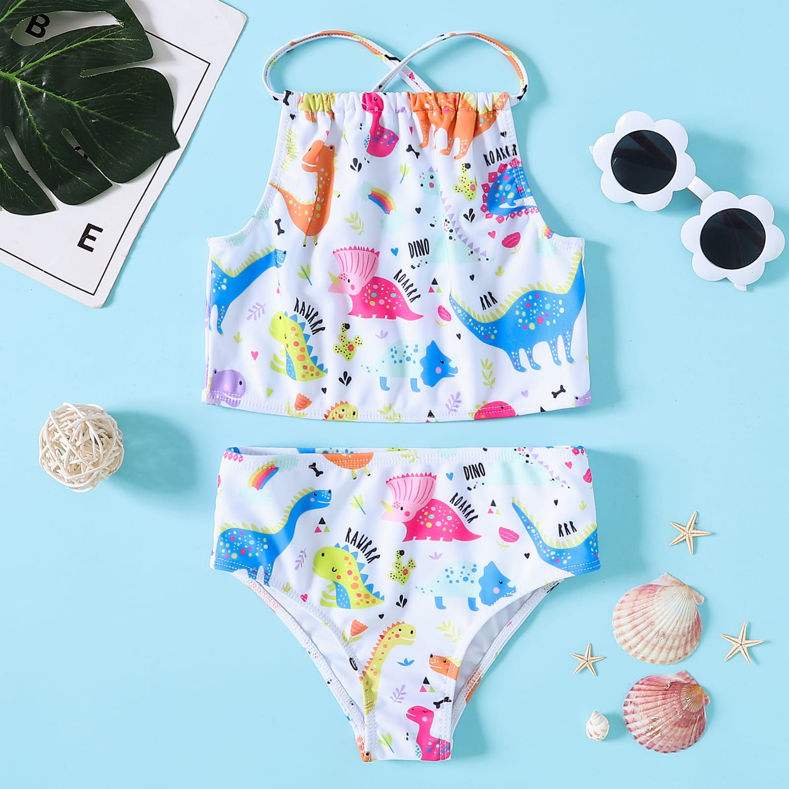 DINO SWIMSUIT 2PC - WHITE
