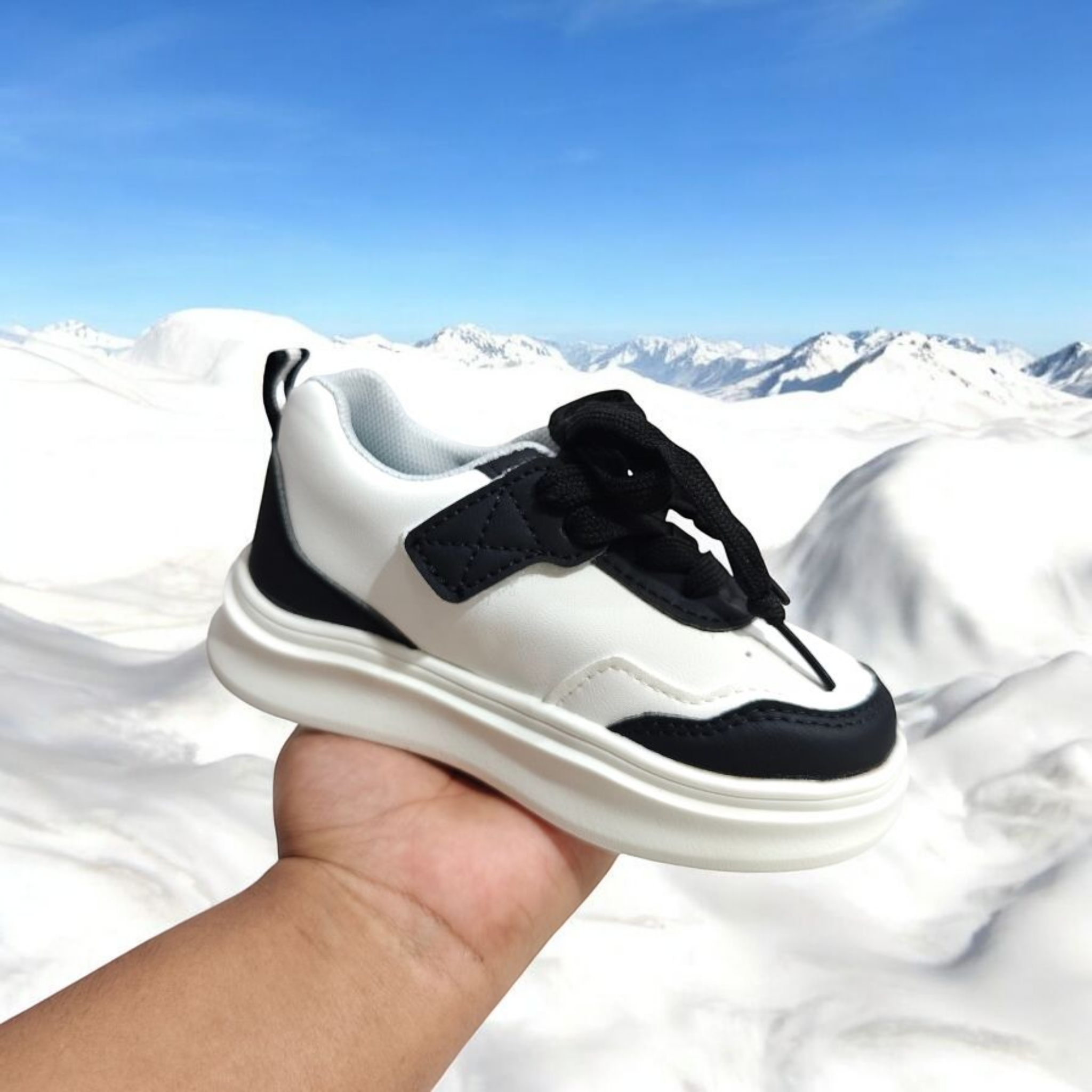 Glittered Heart Patch Velcro Closure Sneakers - Black