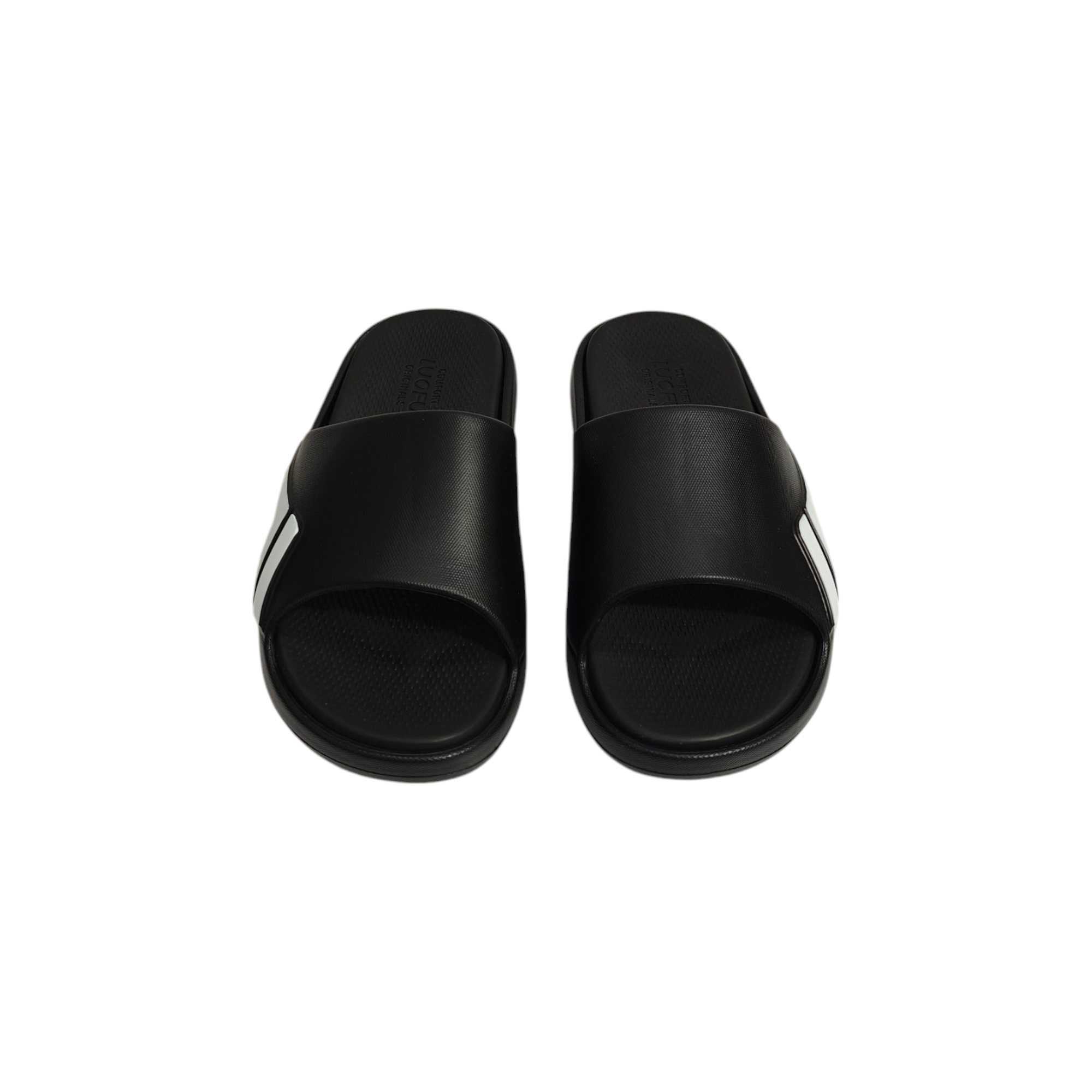 SOLID STRIPES PATCH SLIDERS - BLACK