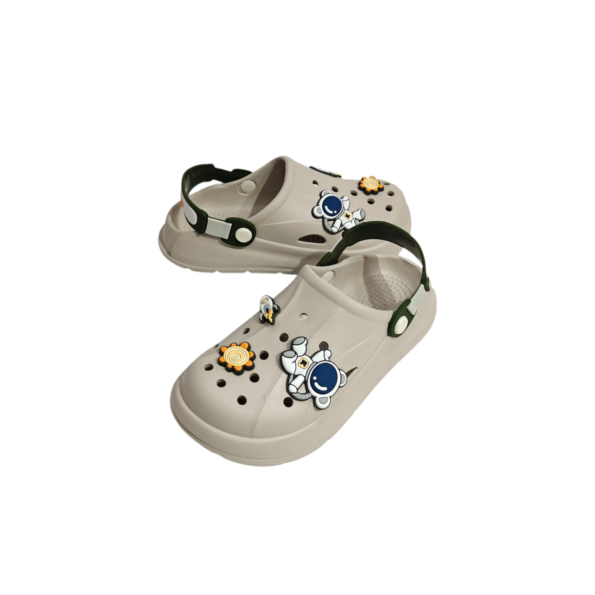 ASTRO THEME BACK STRAP CROCS - GREY