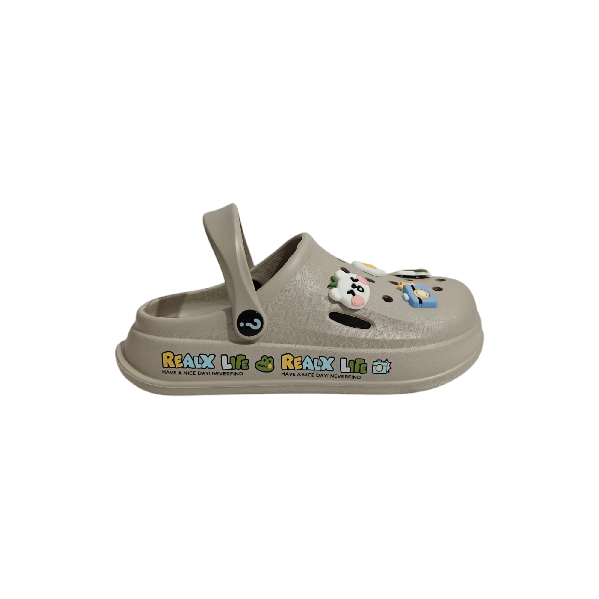 CAMERA & CROCODILE APPLIQUE CROCS - GREY