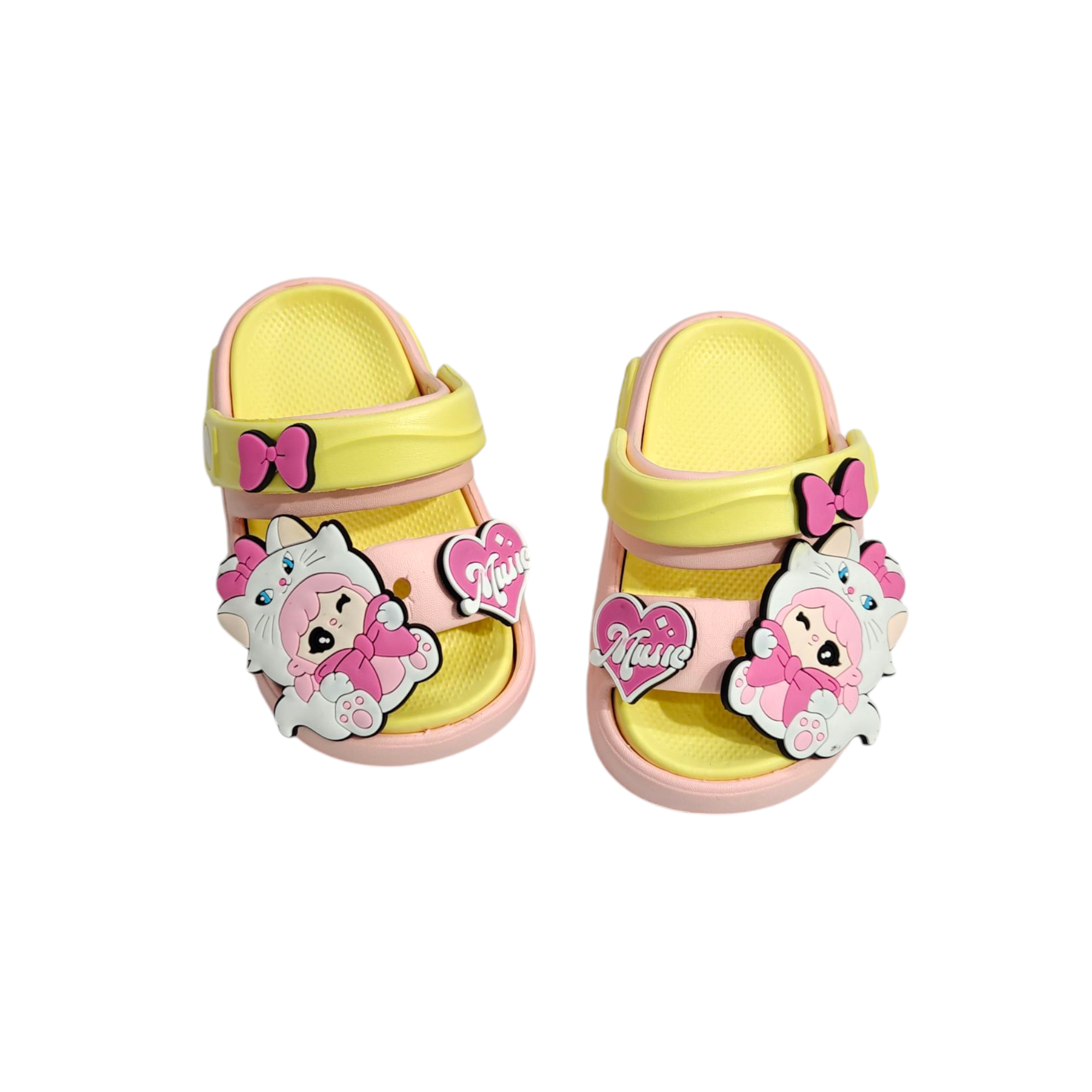 Cat Applique Sandal Style Clogs - Yellow