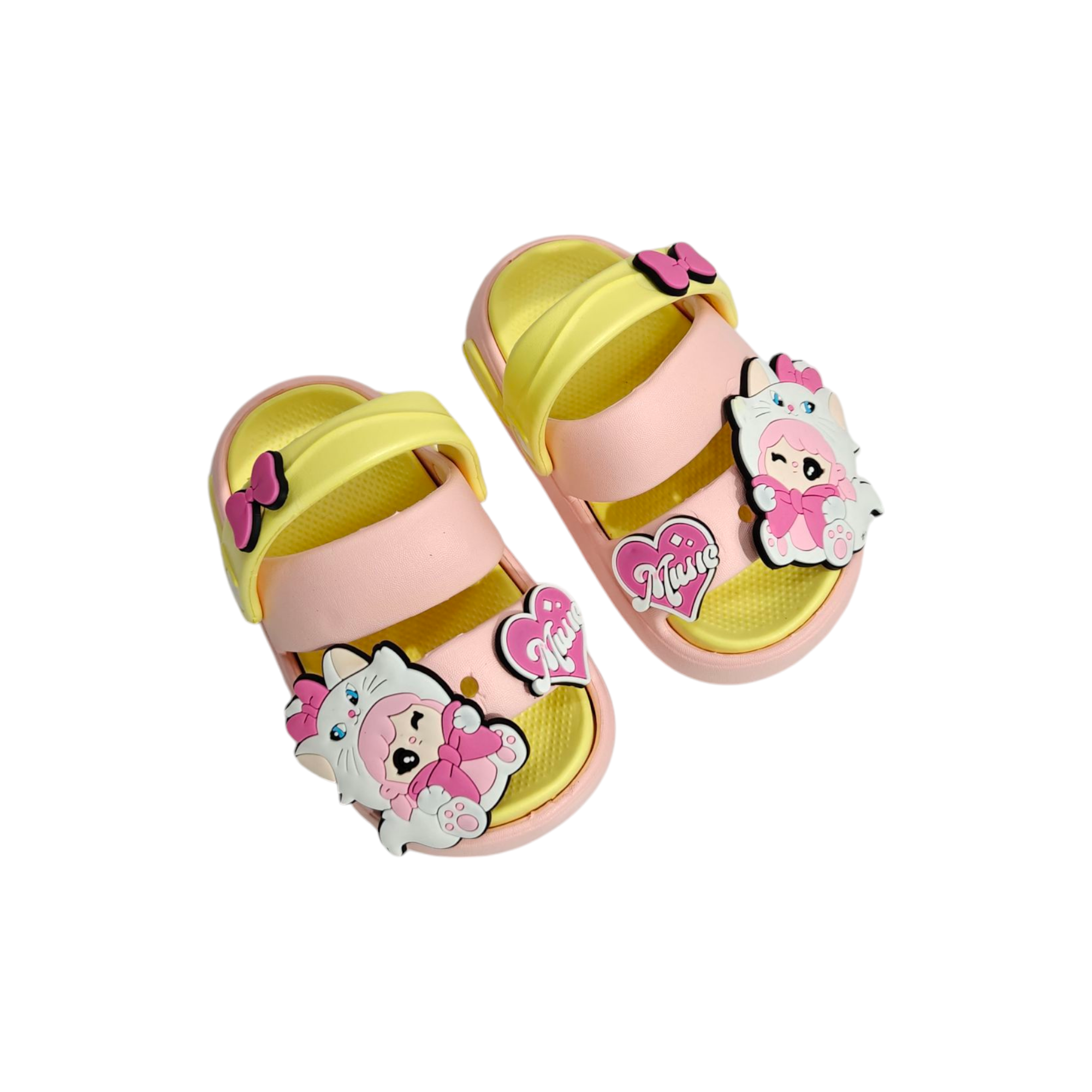 Cat Applique Sandal Style Clogs - Yellow