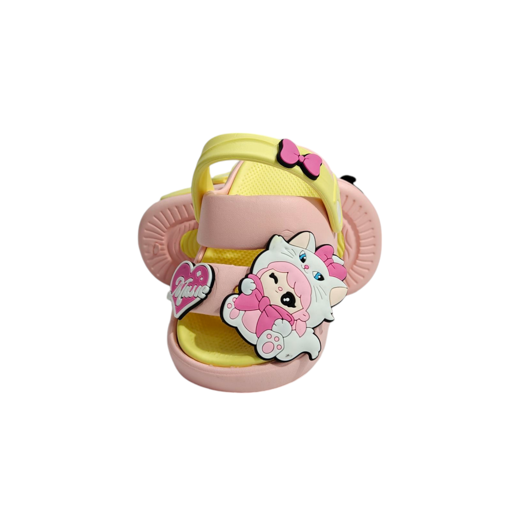 Cat Applique Sandal Style Clogs - Yellow
