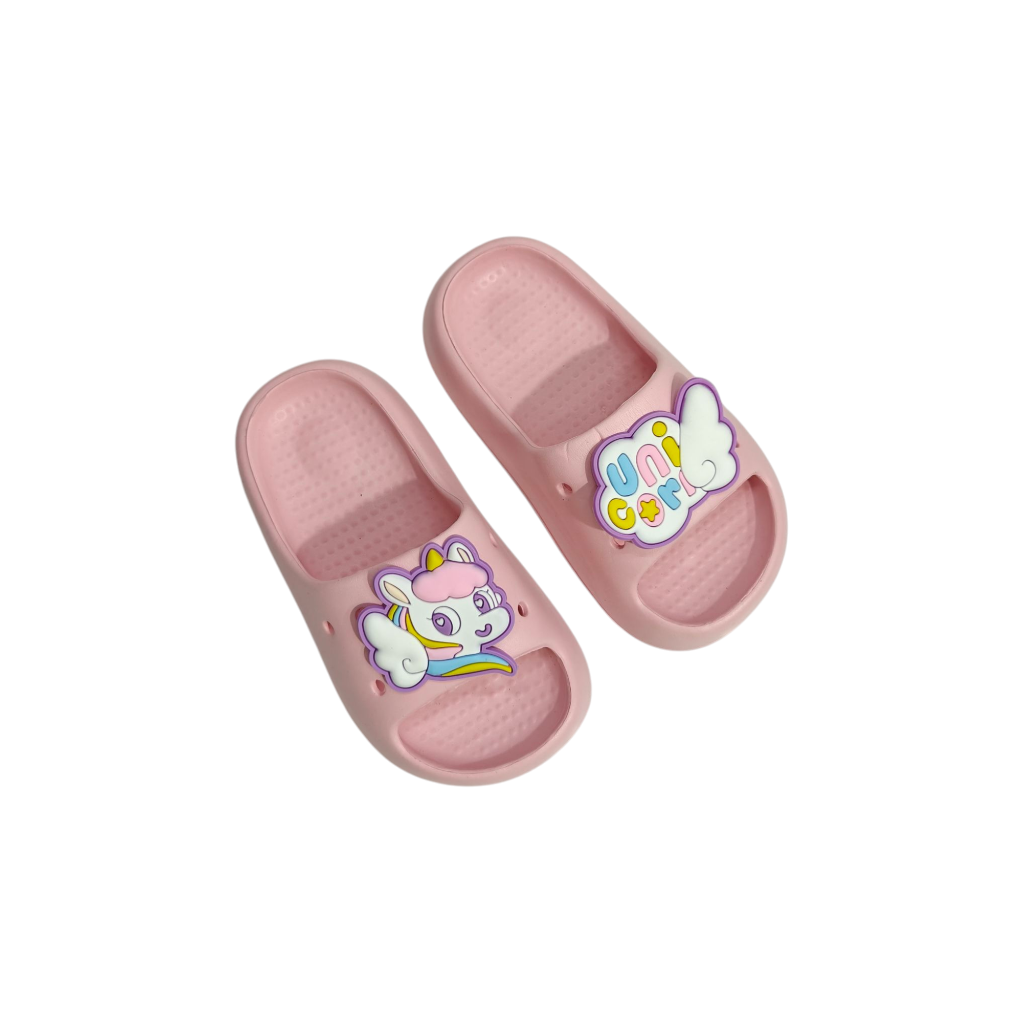 Unicorn Applique Flip Flops - Light Pink