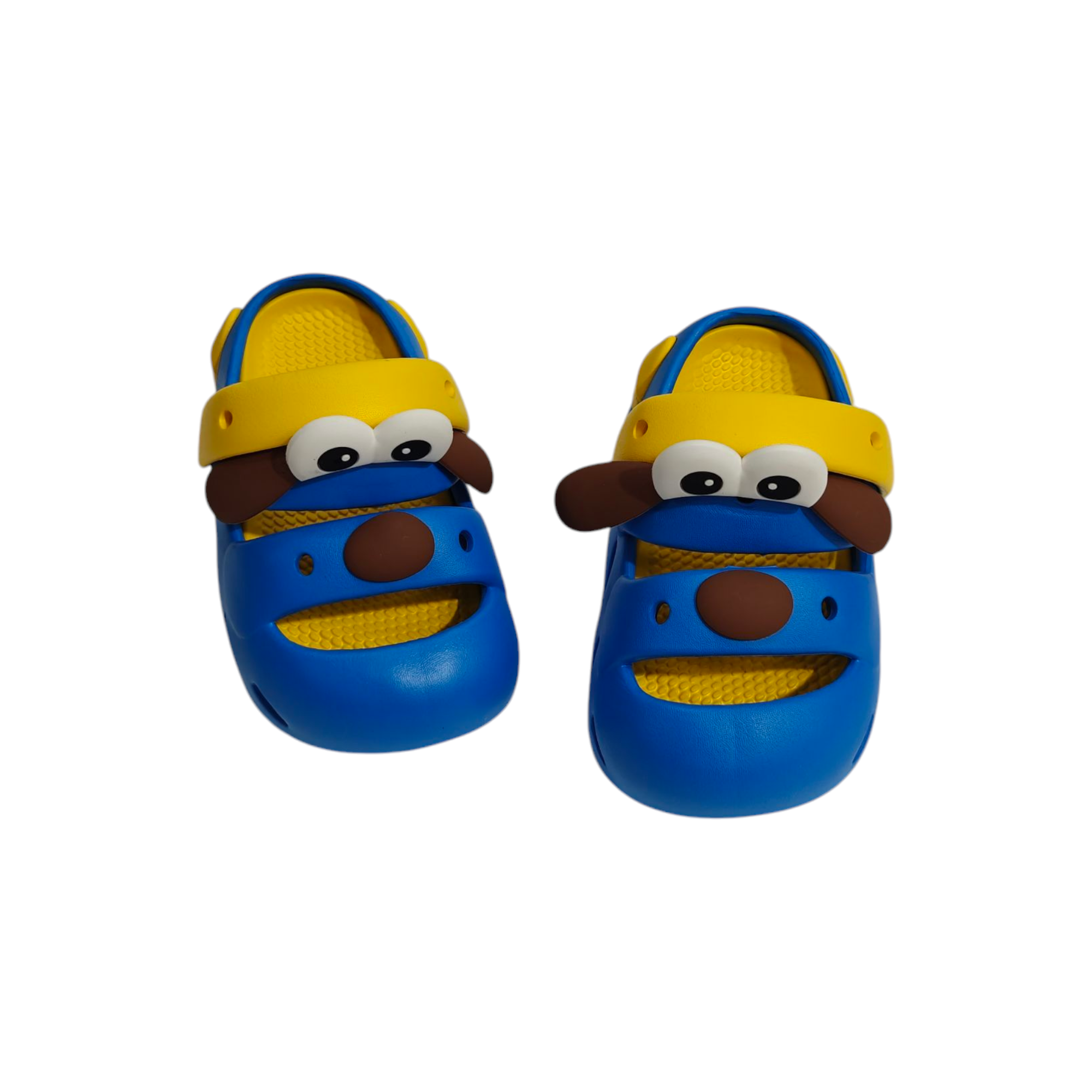 Dog Applique Clogs - Blue & Yellow