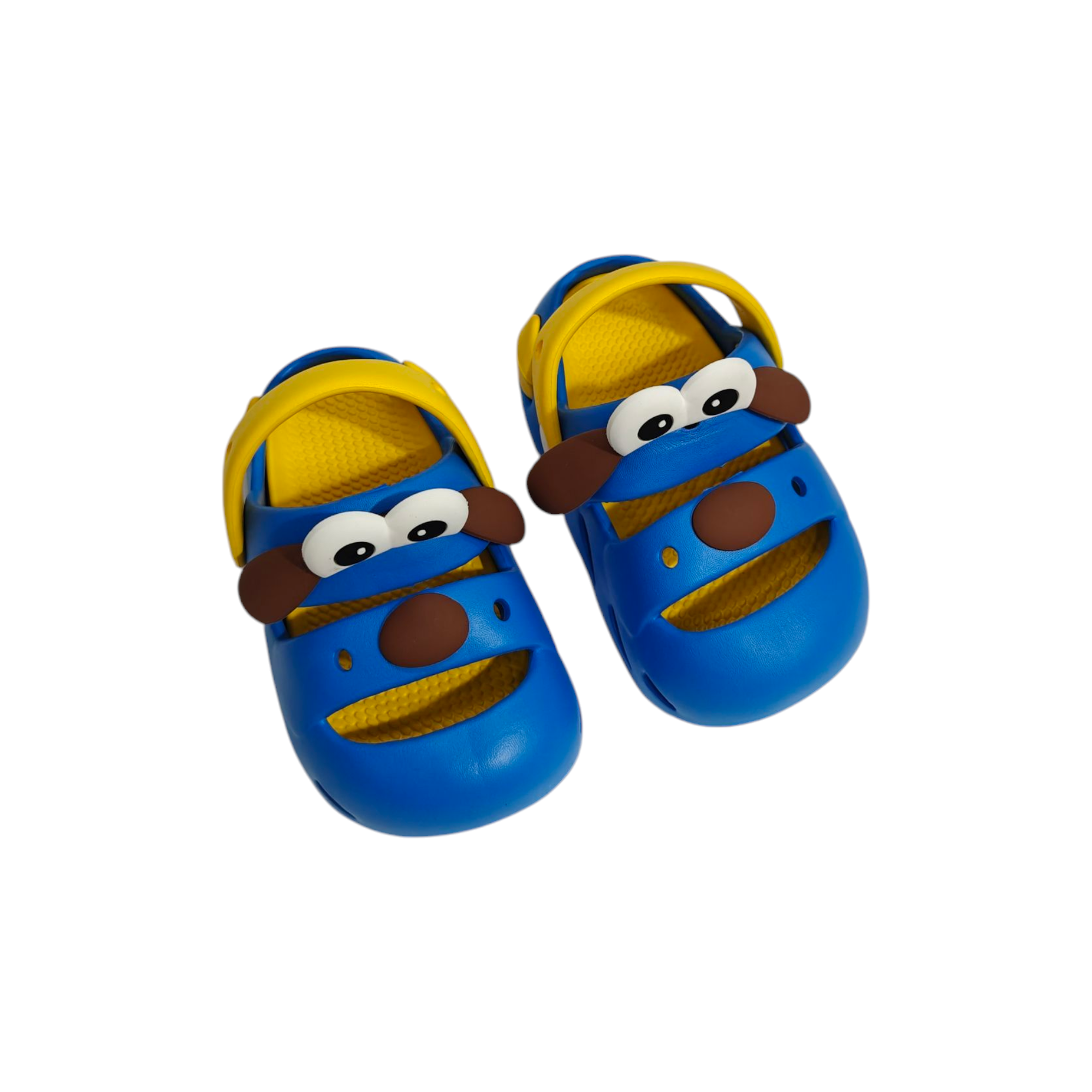 Dog Applique Clogs - Blue & Yellow