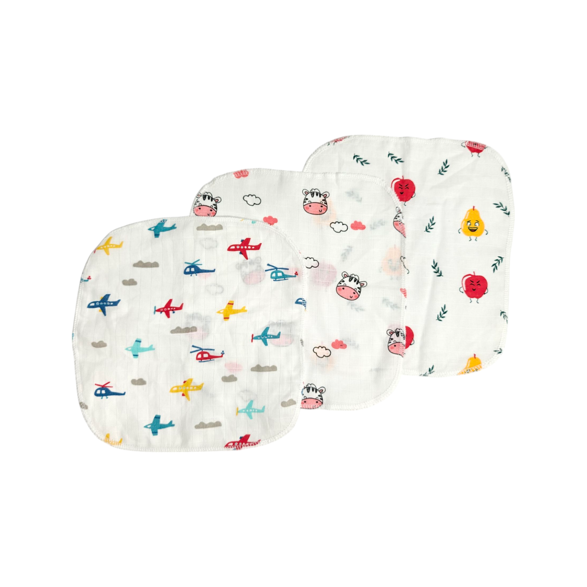 ASSORTED MUSLIN HANDKERCHIEFS PACK OF 3 - MULTICOLOR