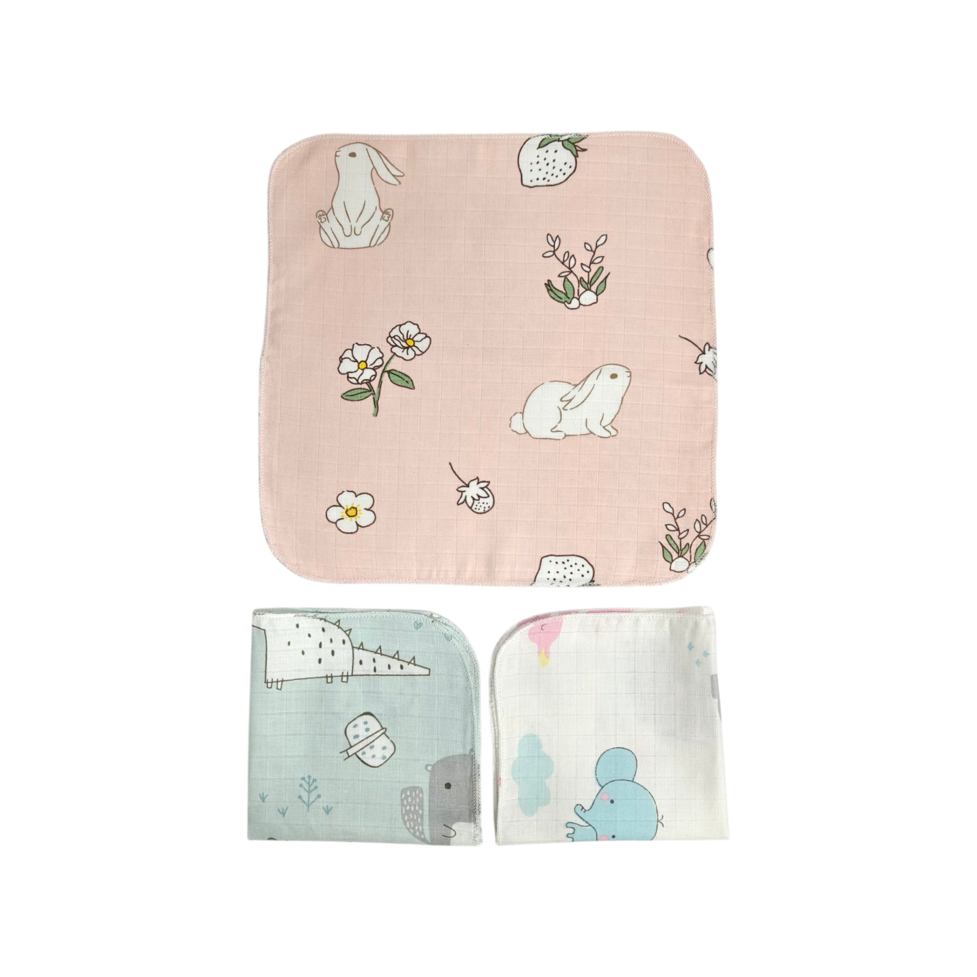 ASSORTED MUSLIN HANDKERCHIEFS PACK OF 3 - MULTICOLOR