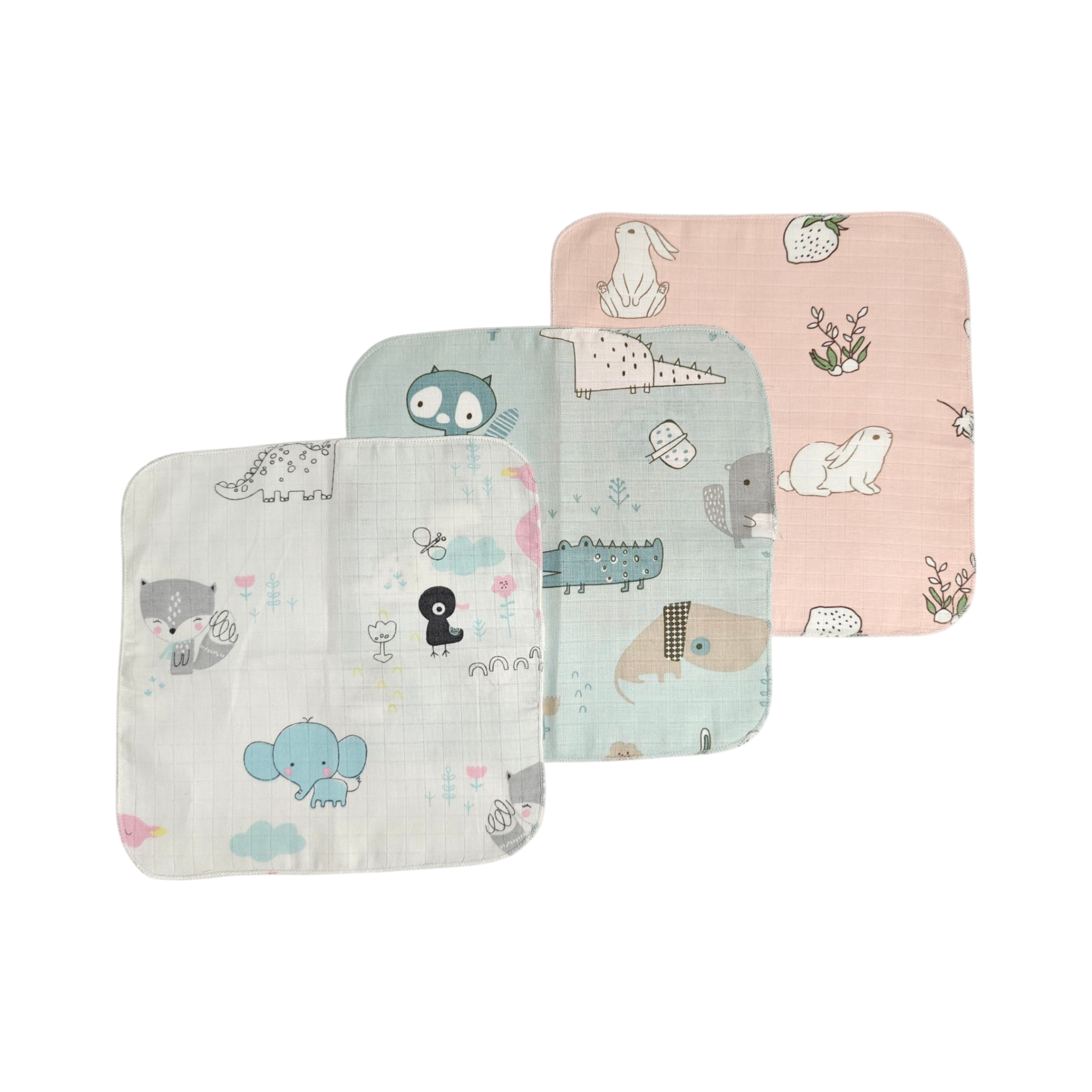 ASSORTED MUSLIN HANDKERCHIEFS PACK OF 3 - MULTICOLOR