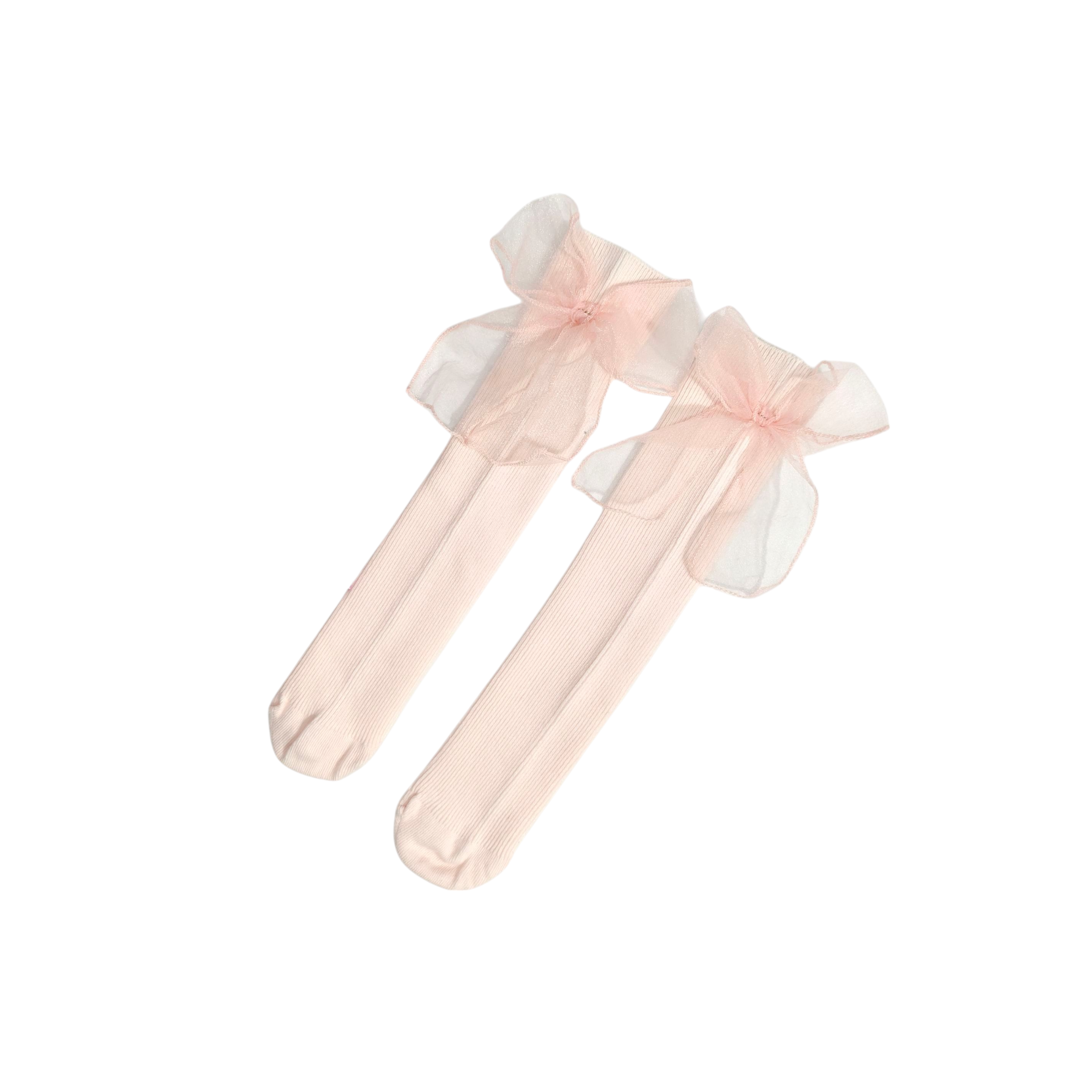 ORGANZA BOW KOREAN STYLE FREE SIZE COTTON LONG SOCKS