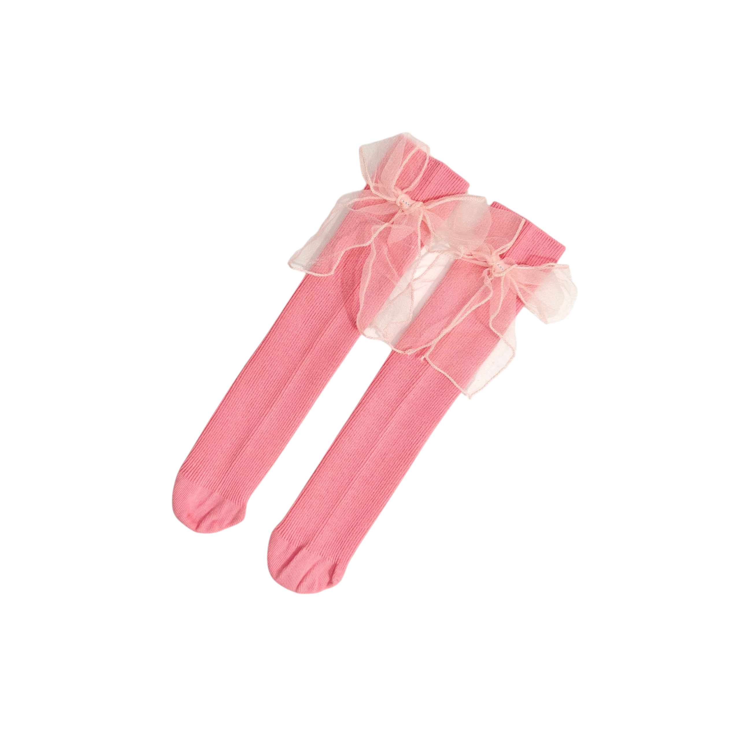 ORGANZA BOW KOREAN STYLE FREE SIZE COTTON LONG SOCKS