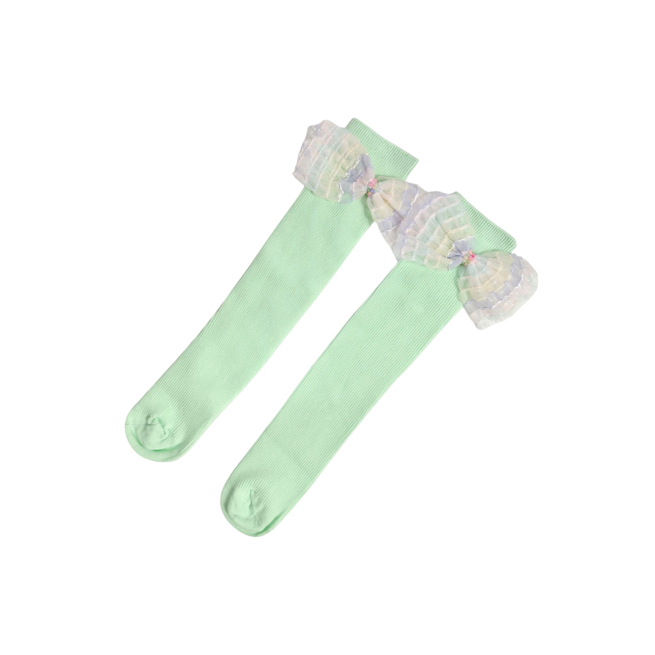 SCHIFLLI BOW KOREAN STYLE FREE SIZE COTTON LONG SOCKS