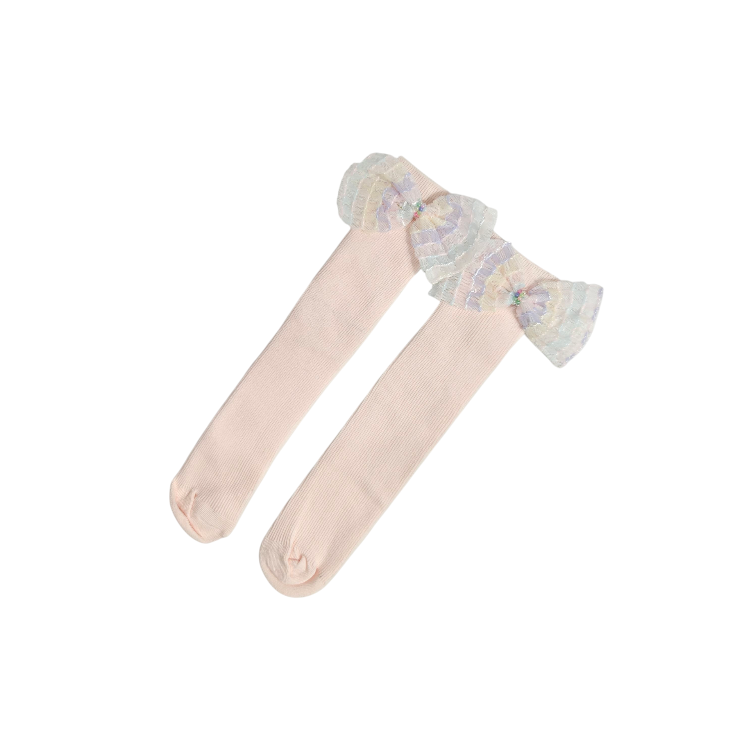 SCHIFLLI BOW KOREAN STYLE FREE SIZE COTTON LONG SOCKS