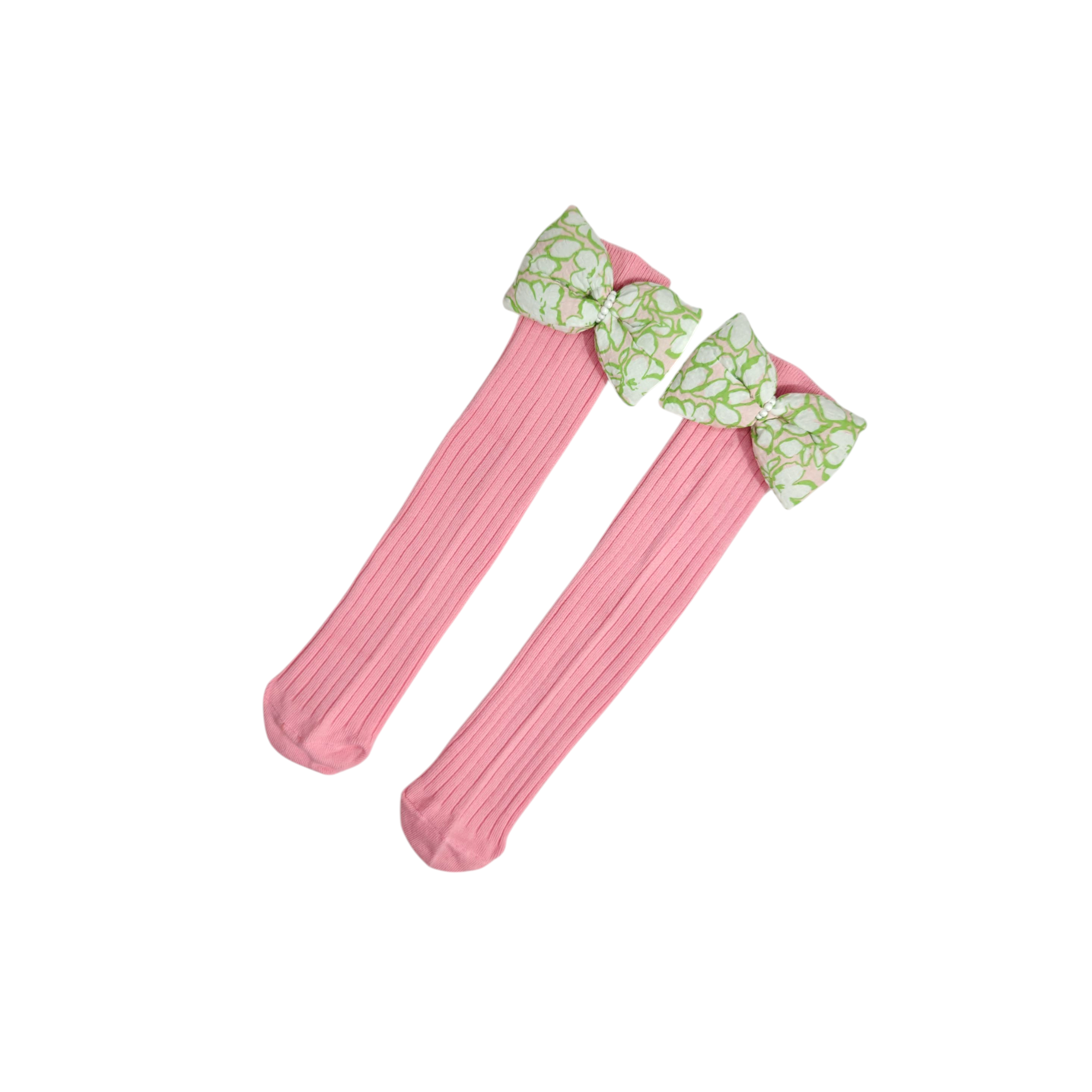 BOW APPLIQUE FREE SIZE COTTON LONG SOCKS