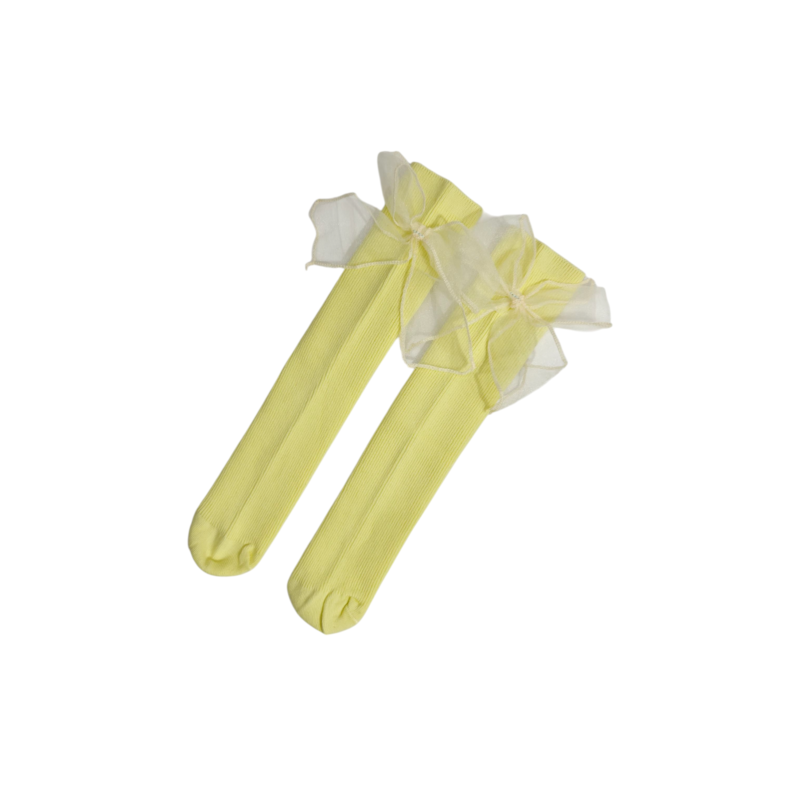 ORGANZA BOW KOREAN STYLE FREE SIZE COTTON LONG SOCKS