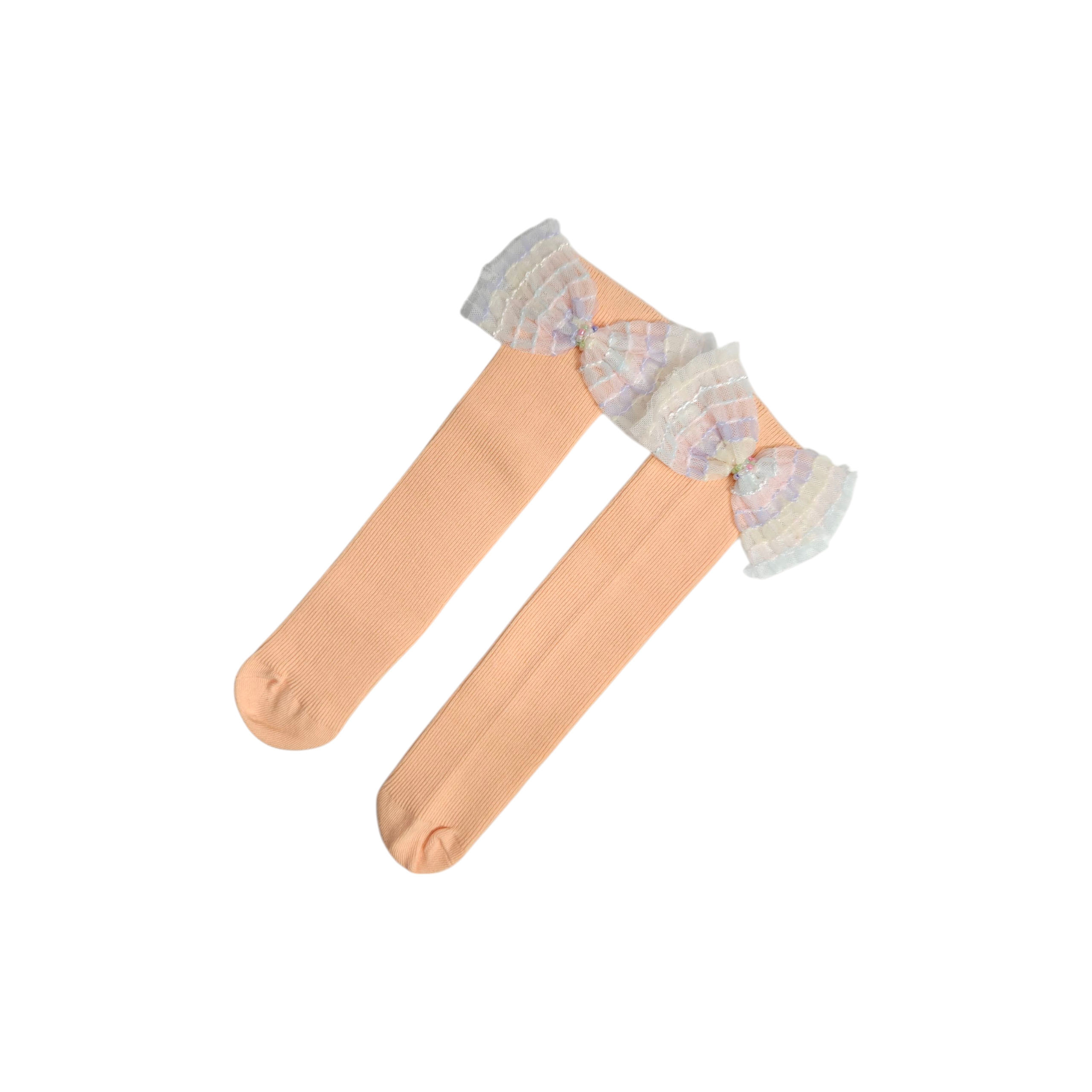 SCHIFLLI BOW KOREAN STYLE FREE SIZE COTTON LONG SOCKS