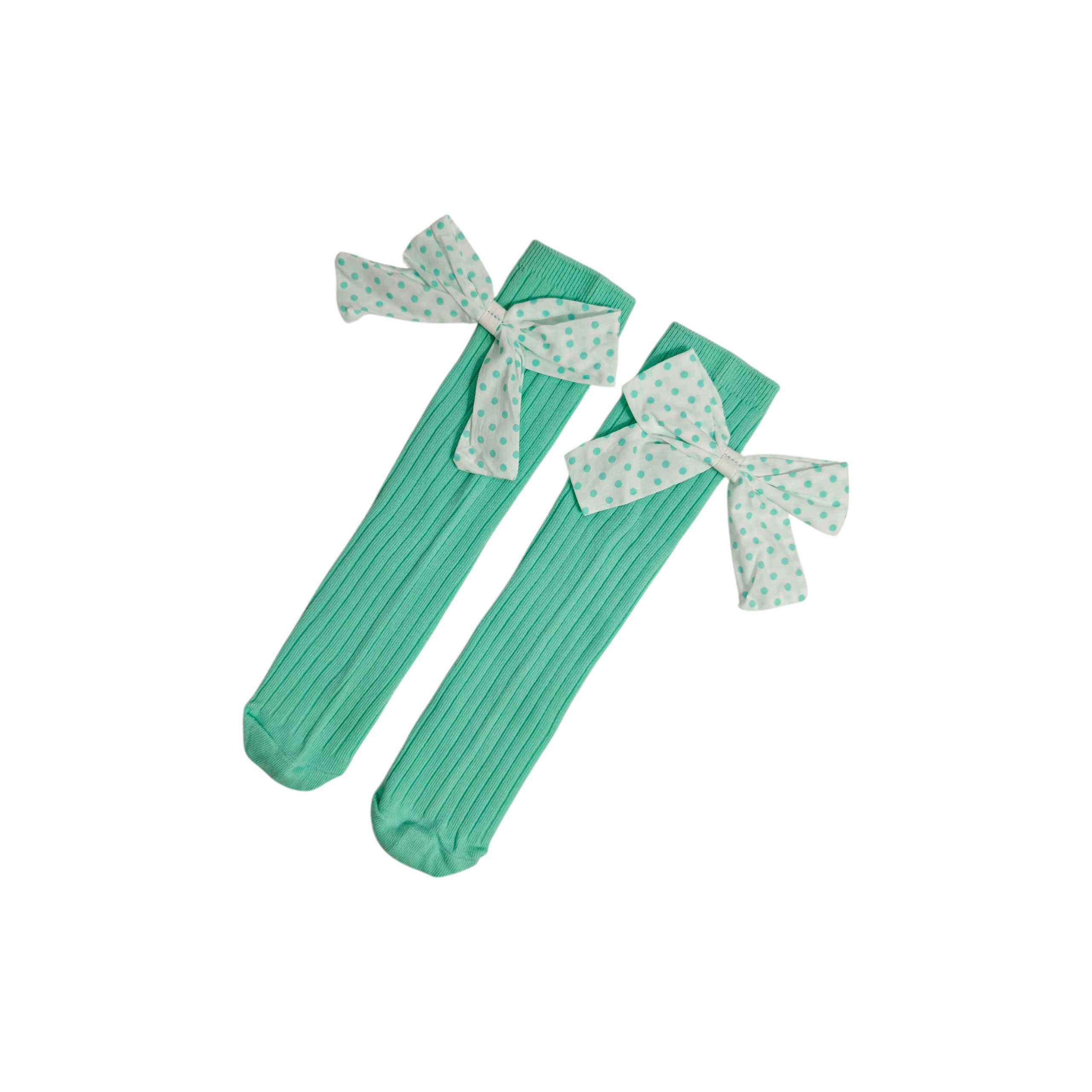 POLKA DOTTED BOW KOREAN STYLE FREE SIZE COTTON LONG SOCKS