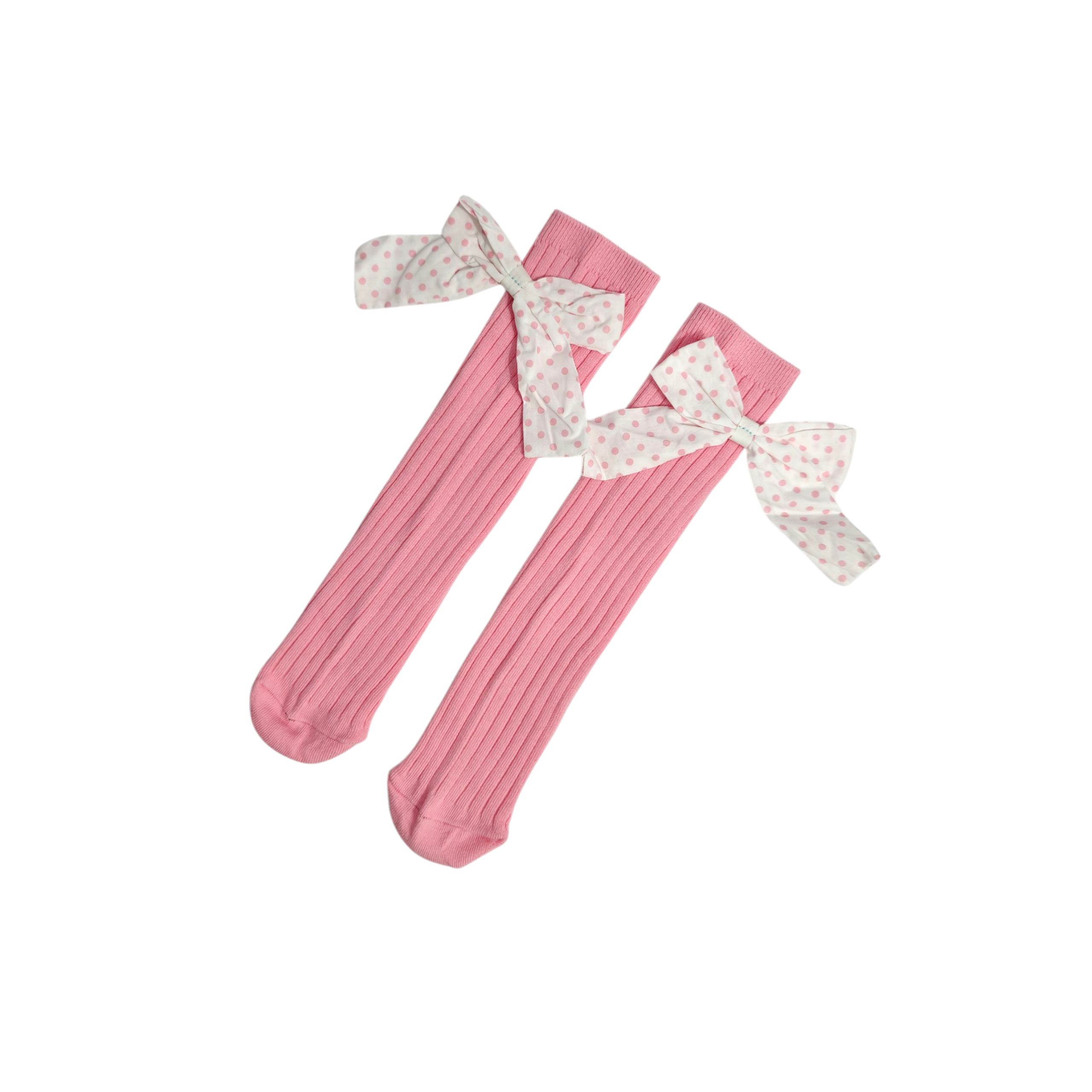 POLKA DOTTED BOW KOREAN STYLE FREE SIZE COTTON LONG SOCKS