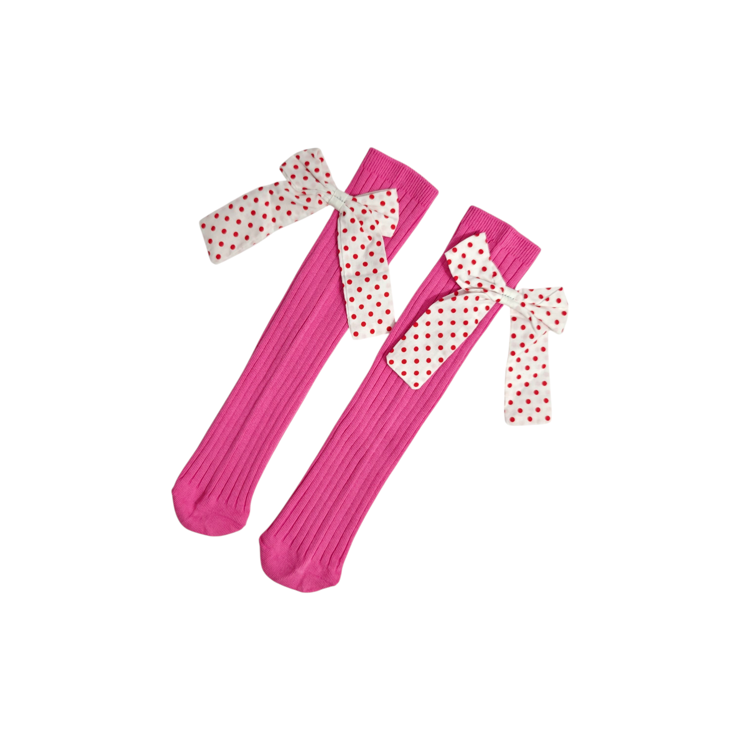 POLKA DOTTED BOW KOREAN STYLE FREE SIZE COTTON LONG SOCKS